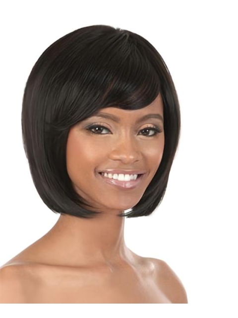 Elegant Black Straight Chin Length African American Wigs