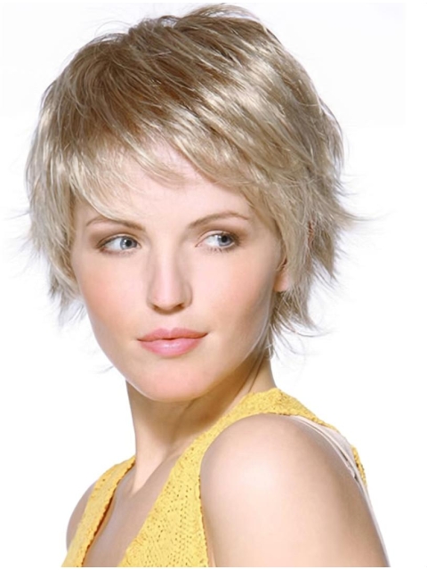 Designed Blonde Straight Chin Length Lace Front Wigs