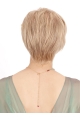 Blonde Monofilament Remy Human Hair Stylish Medium Wigs