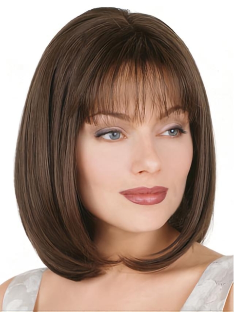 Glamorous Brown Straight Chin Length Petite Wigs