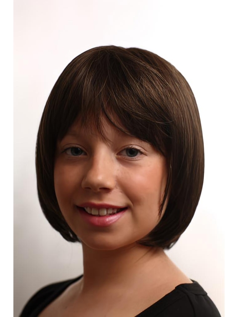 Sassy Brown Straight Chin Length Kids Wigs