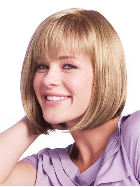 Monofilament Gorgeous Straight Remy Human Hair Medium Wigs