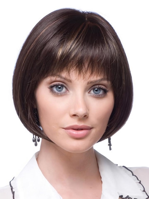 Trendy Lace Front Straight Chin Length Wigs For Cancer