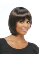 Refined Black Straight Chin Length African American Wigs