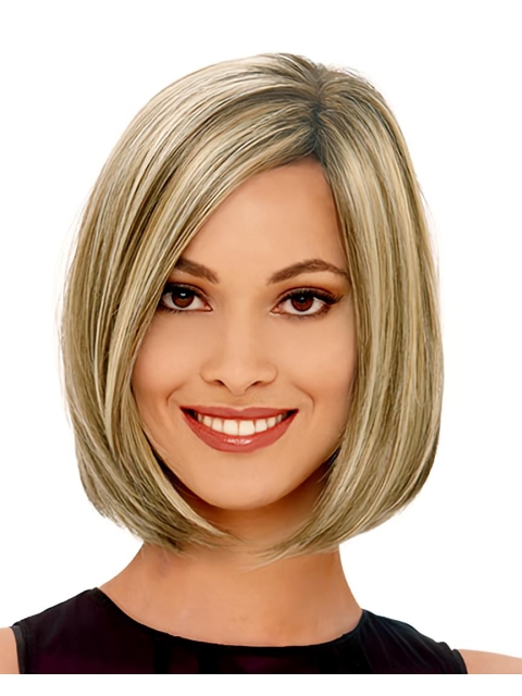 Fashionable Blonde Straight Chin Length Bob Wigs