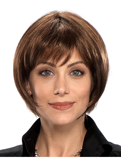 Mature Brown Straight Chin Length Petite Wigs