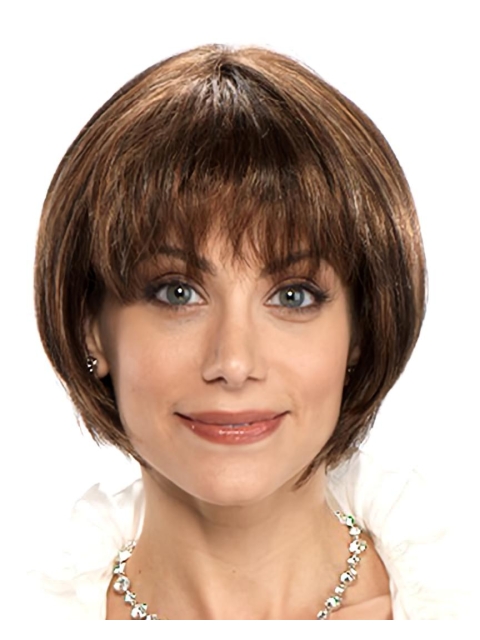 Mature Brown Straight Chin Length Petite Wigs