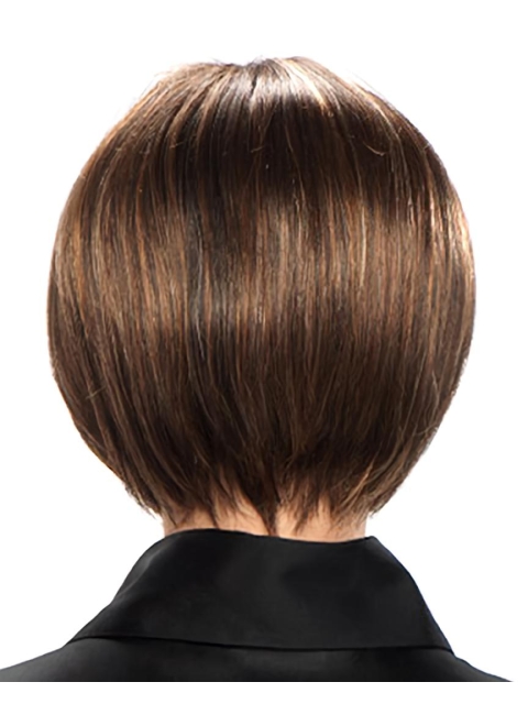 Mature Brown Straight Chin Length Petite Wigs