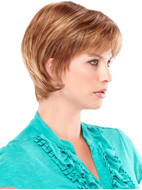 Exquisite Auburn Straight Chin Length Monofilament Wigs