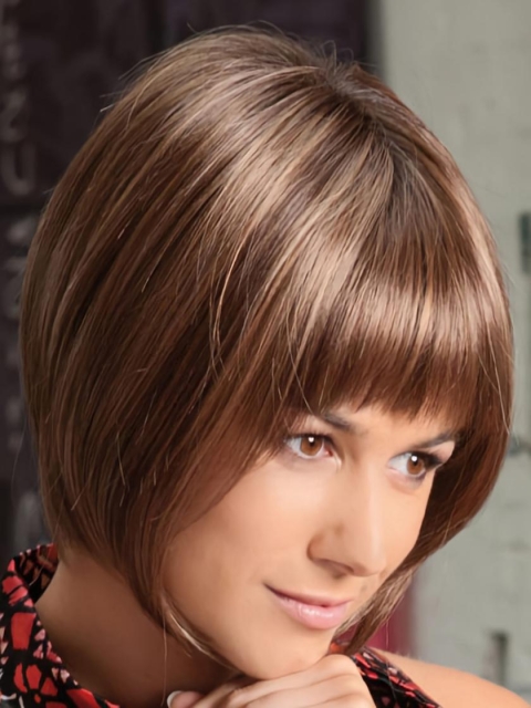 Elegant Auburn Lace Front Chin Length Lace Wigs