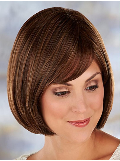 Brown Pleasing Straight Synthetic Medium Wigs