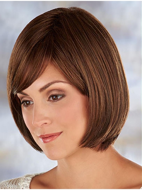 Brown Pleasing Straight Synthetic Medium Wigs