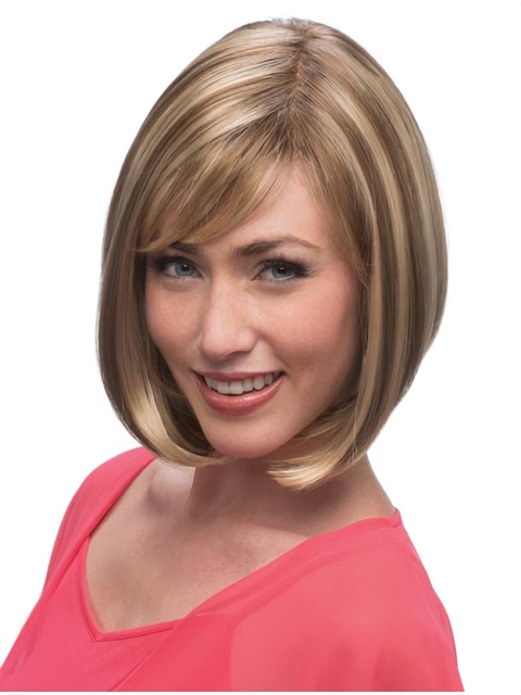 Sleek Blonde Monofilament Chin Length Lace Wigs