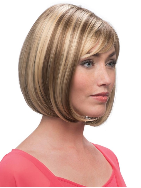 Sleek Blonde Monofilament Chin Length Lace Wigs