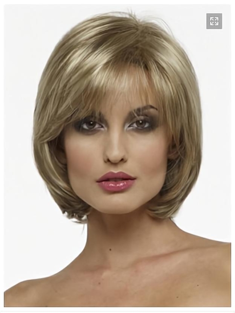 Graceful Blonde Straight Chin Length Bob Wigs