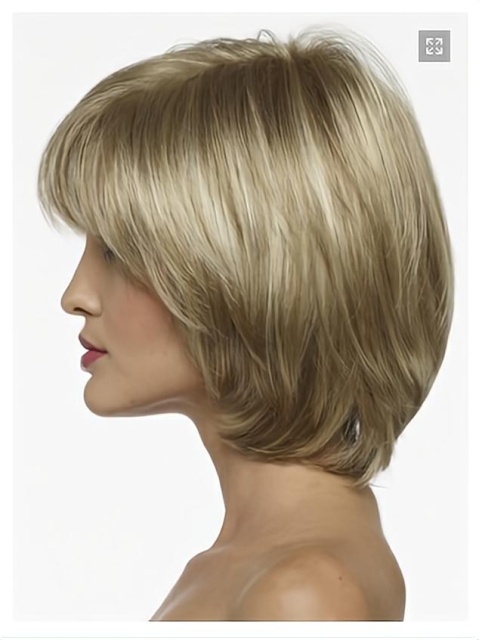 Graceful Blonde Straight Chin Length Bob Wigs