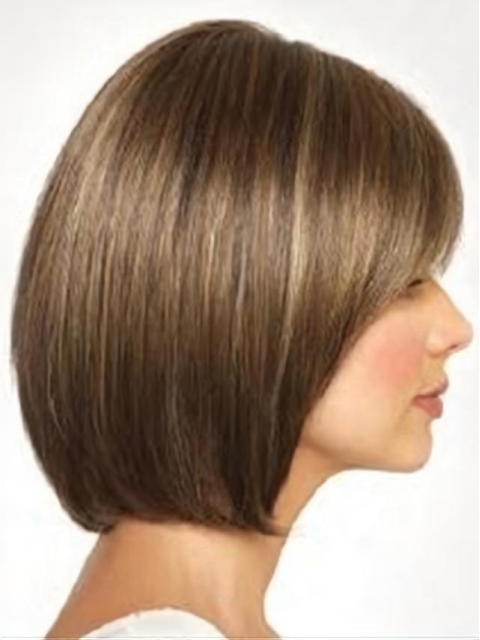 Popular Brown Chin Length Straight Wigs For Cancer