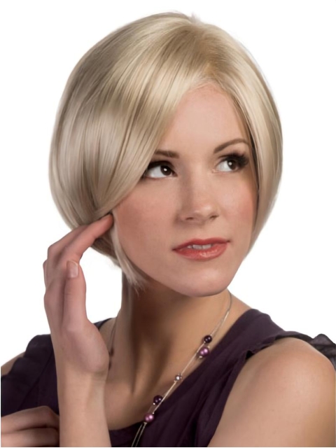 Blonde Straight Synthetic Modern Medium Wigs