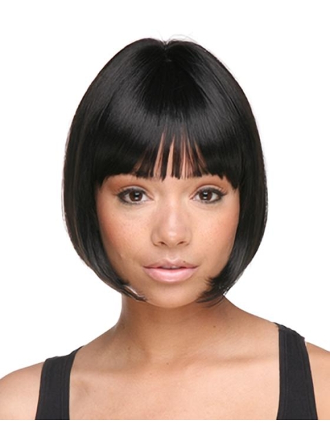 Gentle Black Straight Chin Length African American Wigs