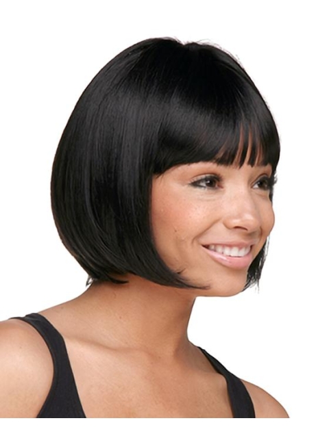 Gentle Black Straight Chin Length African American Wigs