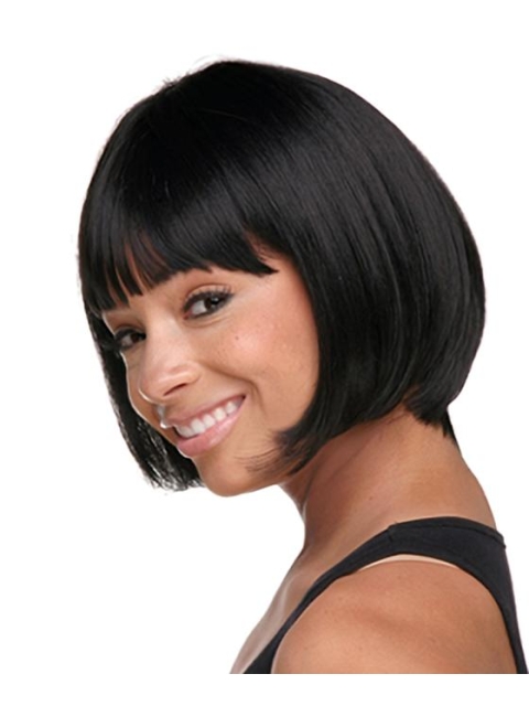 Gentle Black Straight Chin Length African American Wigs