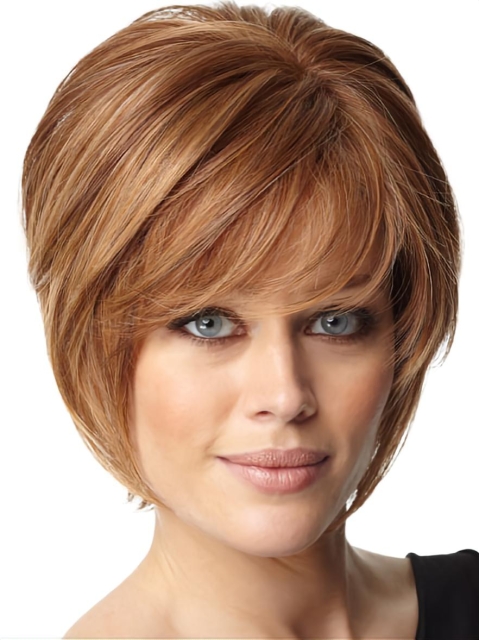 Pleasing Auburn Straight Chin Length Wigs For Cancer