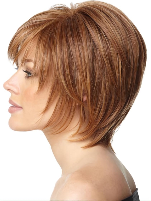 Pleasing Auburn Straight Chin Length Wigs For Cancer