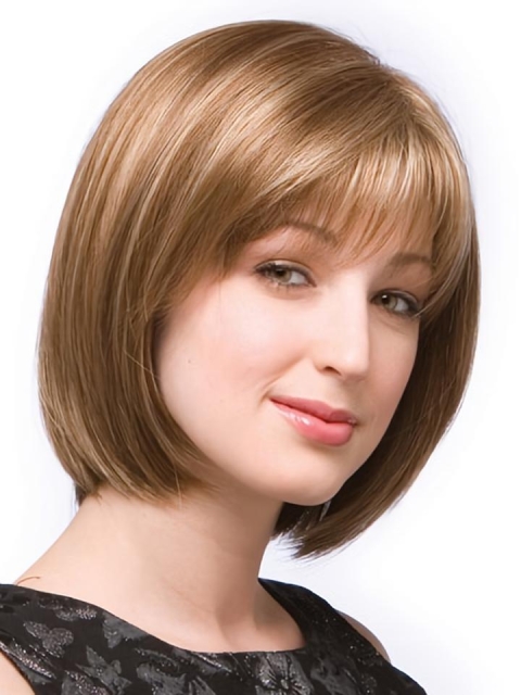 Easeful Blonde Monofilament Chin Length Wigs For Cancer