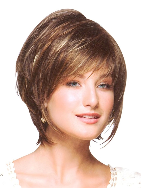 Fashionable Auburn Straight Chin Length Bob Wigs