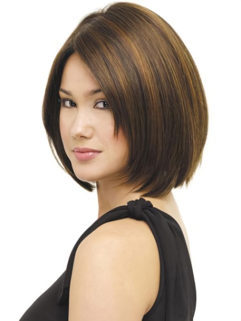 Great Brown Straight Chin Length Bob Wigs