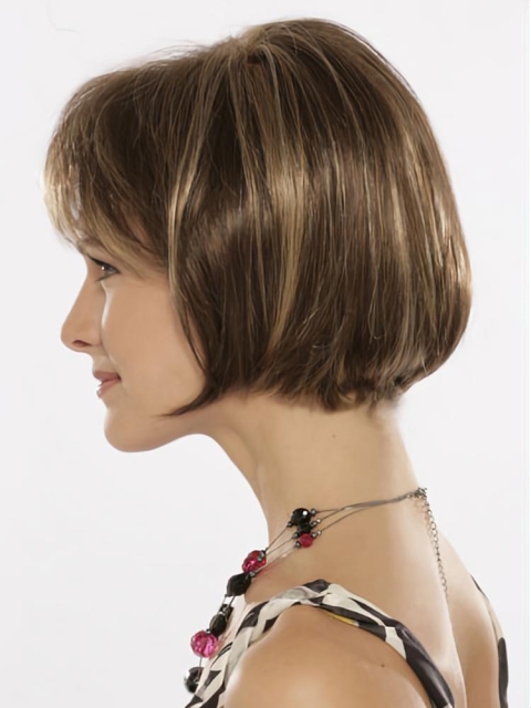 Ideal Brown Straight Chin Length Bob Wigs