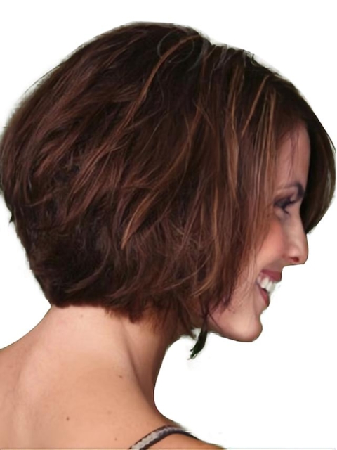 Exquisite Auburn Lace Front Chin Length Wigs For Cancer