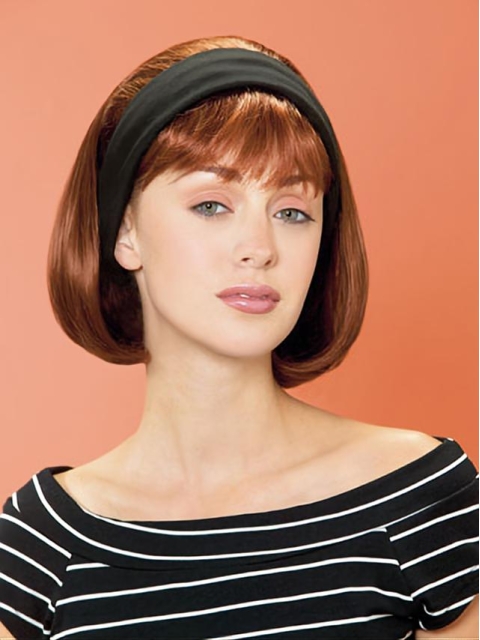 Elegant Auburn Straight Chin Length Human Hair Wigs & Half Wigs