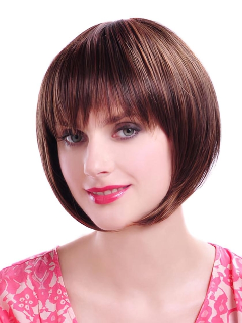 Sassy Auburn Straight Chin Length Bob Wigs