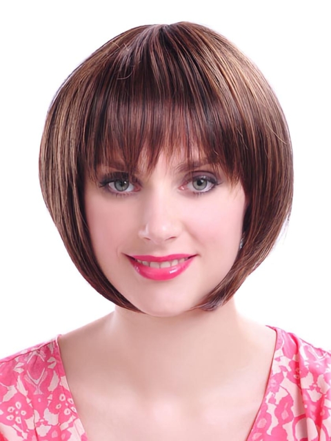 Sassy Auburn Straight Chin Length Bob Wigs