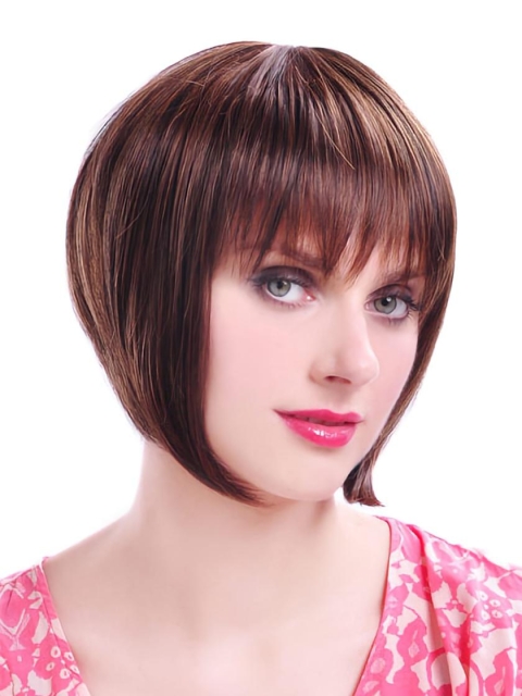 Sassy Auburn Straight Chin Length Bob Wigs