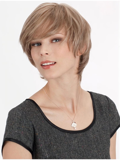 Monofilament Straight Remy Human Hair Soft Medium Wigs