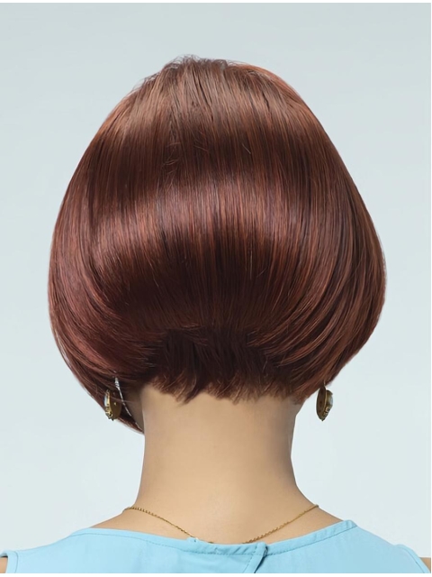 Refined Red Straight Chin Length Bob Wigs