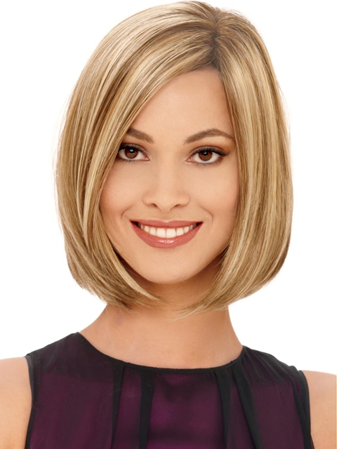 Fashion Blonde Straight Chin Length Lace Front Wigs