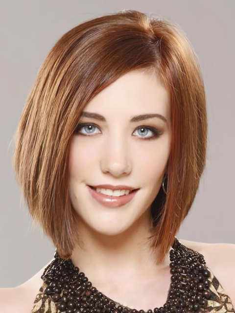 Modern Auburn Lace Front Chin Length Remy Human Lace Wigs