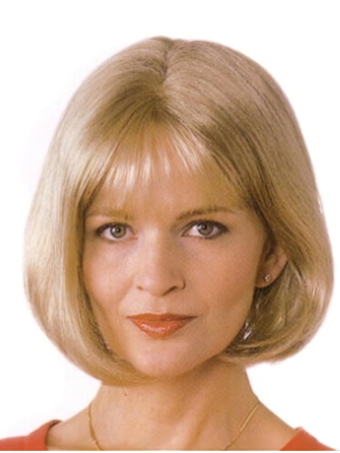 Mature Blonde Monofilament Chin Length Bob Wigs