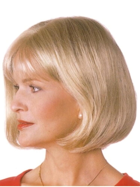 Mature Blonde Monofilament Chin Length Bob Wigs