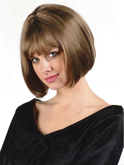 Fashionable Brown Straight Chin Length Bob Wigs