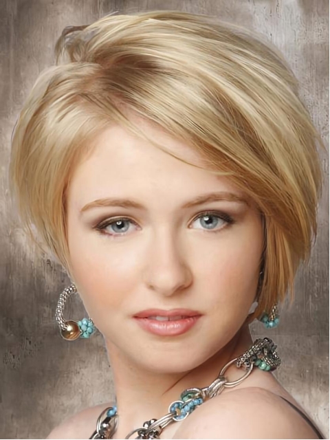 Exquisite Blonde Straight Chin Length Lace Front Wigs For Cancer