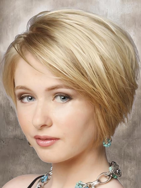 Exquisite Blonde Straight Chin Length Lace Front Wigs For Cancer