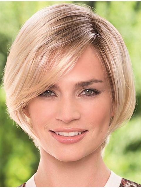 Elegant Monofilament Blonde Chin Length Lace Wigs