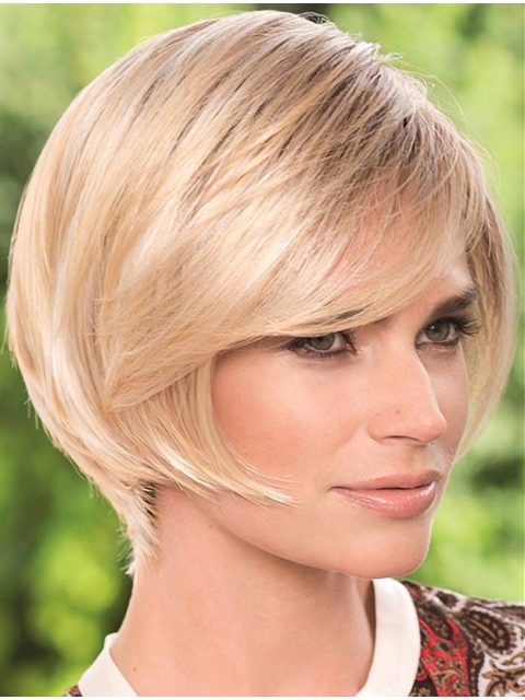 Elegant Monofilament Blonde Chin Length Lace Wigs