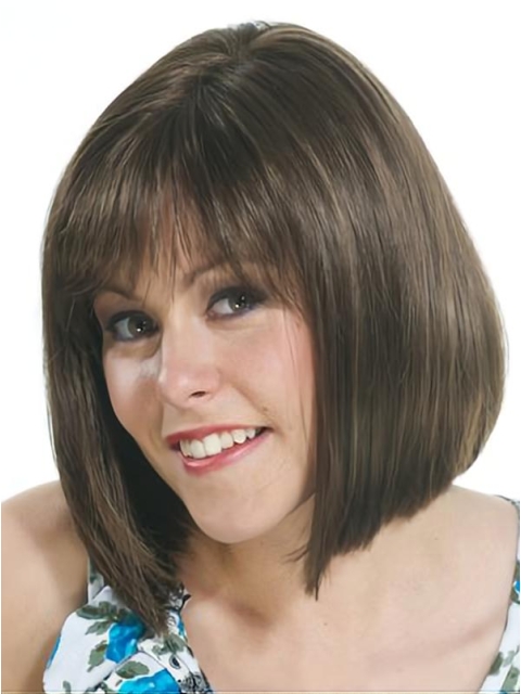 Good Brown Straight Chin Length Wigs For Cancer