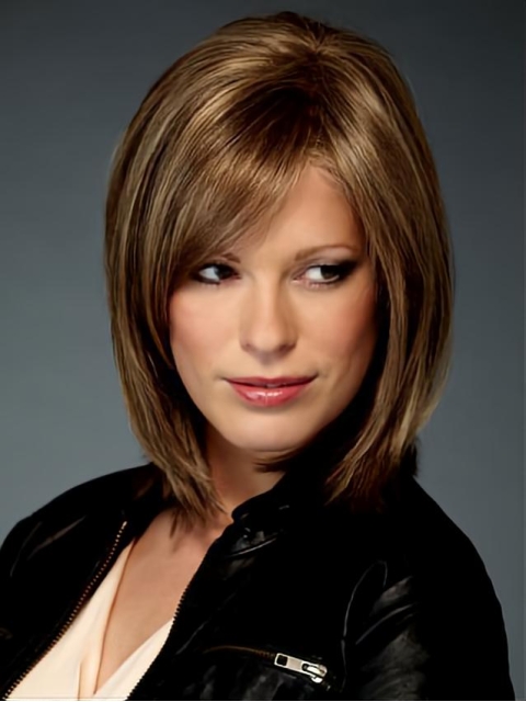 Online Brown Straight Chin Length Bob Wigs