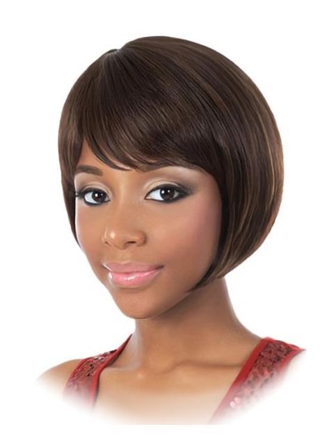 Affordable Brown Straight Chin Length African American Wigs